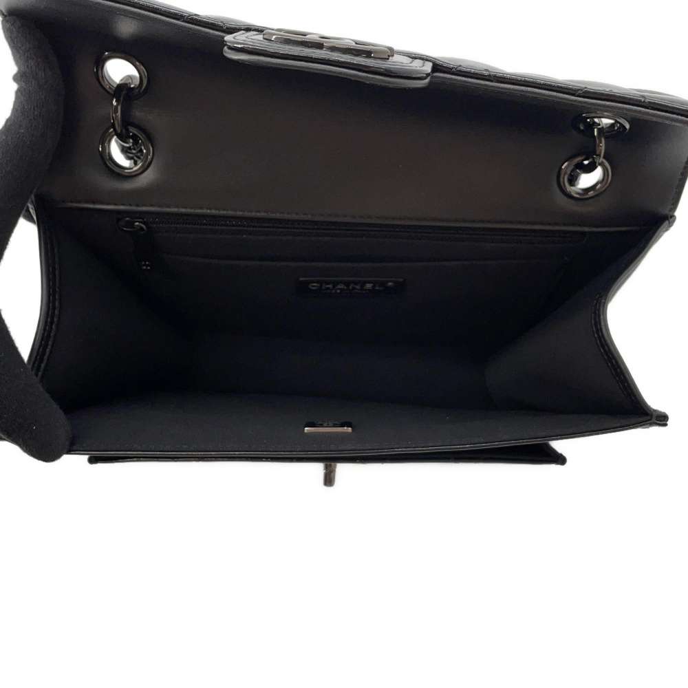 CHANEL Matelasse Flap Bag BlackAS4051 Shiny Calf Leather Size 27