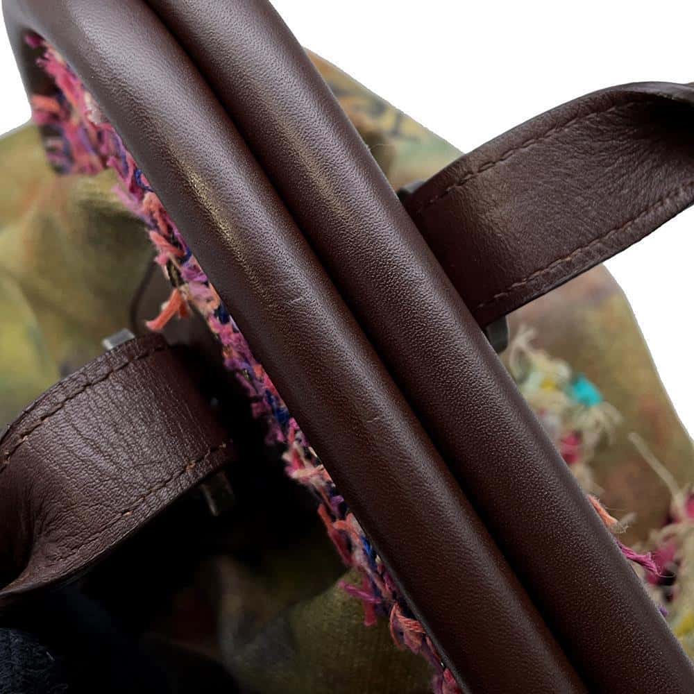 CHANEL Embroidery Graffiti Bag Khaki/BrownA92791 Canvas Leather