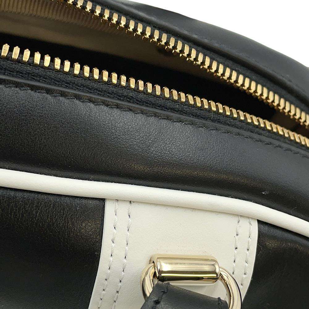 Dior Vibe Classic Bowling Bag 2wayBag Black/WhiteM620900BR Calf Leather Rubber Size Small