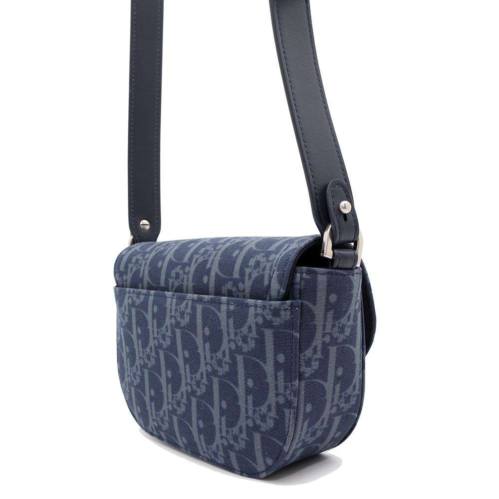 Dior Oblique Saddle Shoulder Bag Tears Collection Navy2ADCA435DDO CottonDenim Leather