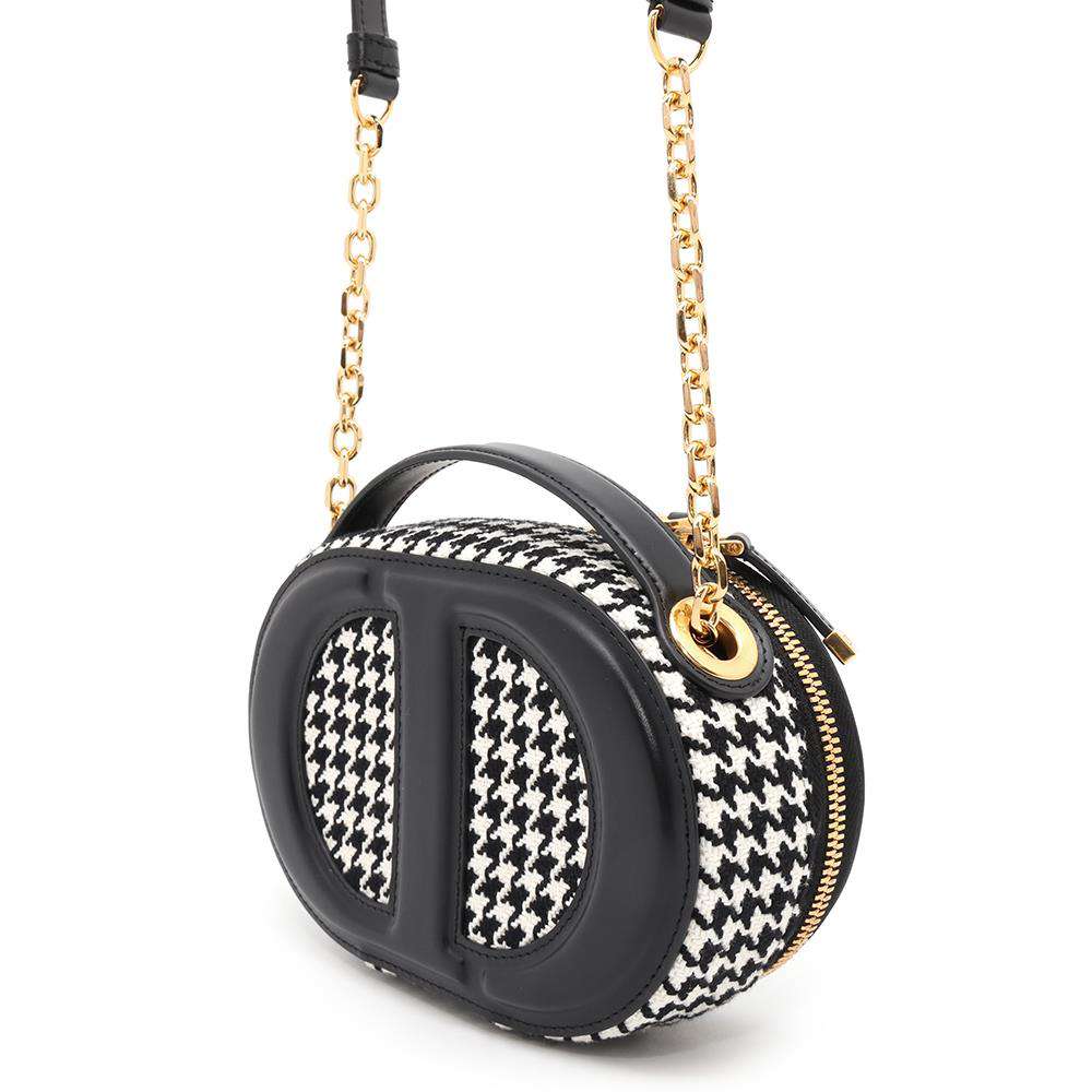 Dior Oval Camera Bag Houndstooth Black/WhiteS2201UZMF M911 Leather Cotton