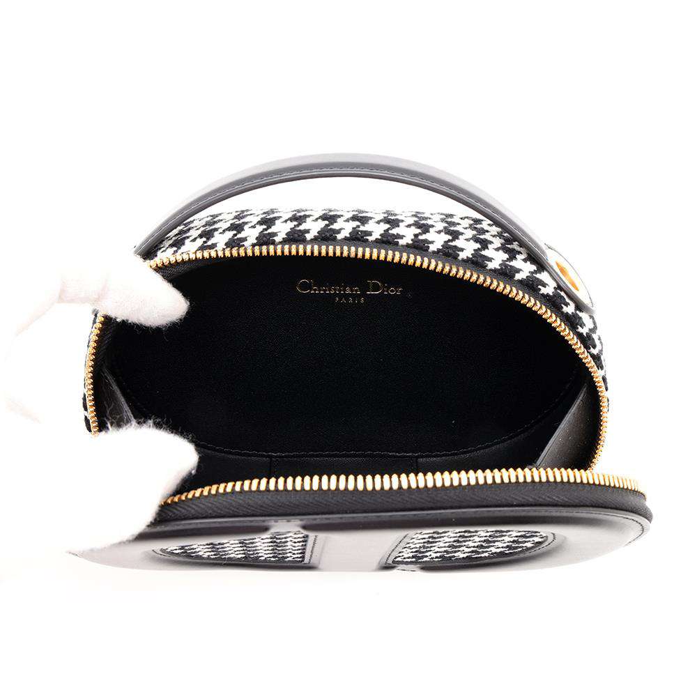 Dior Oval Camera Bag Houndstooth Black/WhiteS2201UZMF M911 Leather Cotton