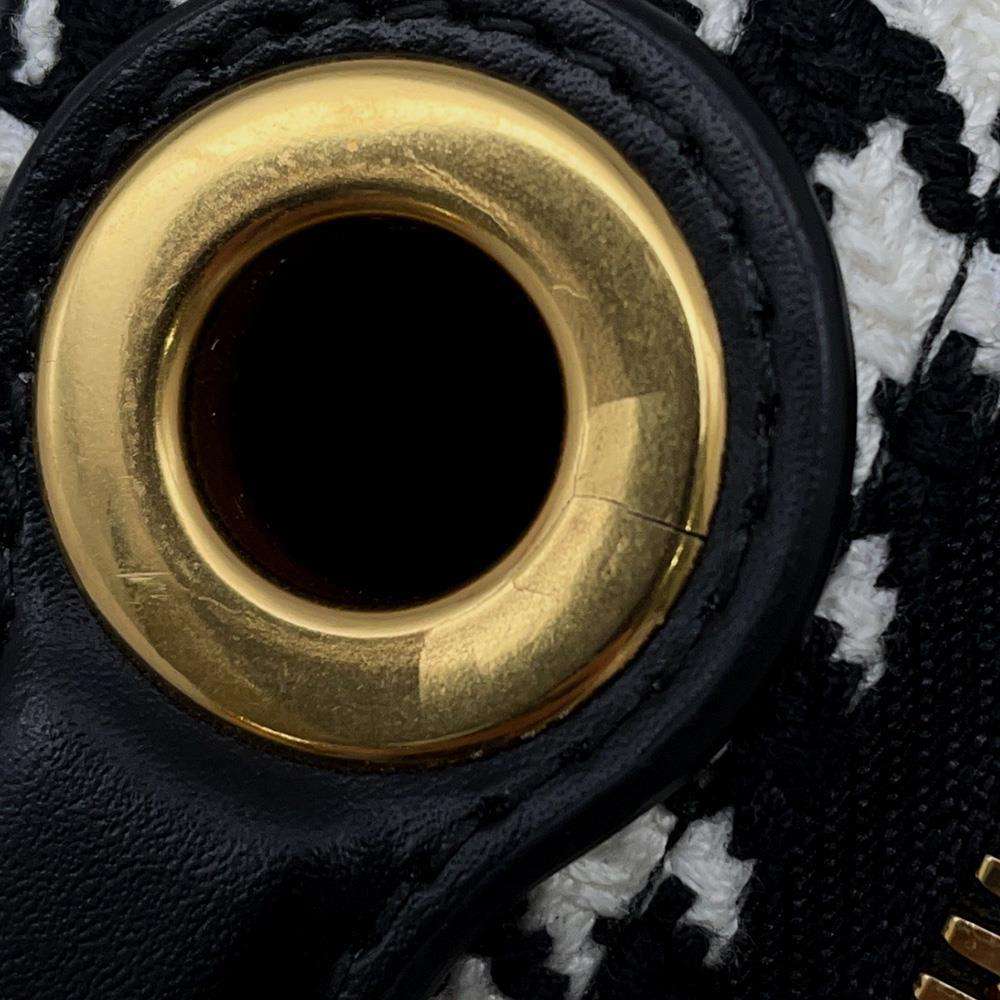 Dior Oval Camera Bag Houndstooth Black/WhiteS2201UZMF M911 Leather Cotton