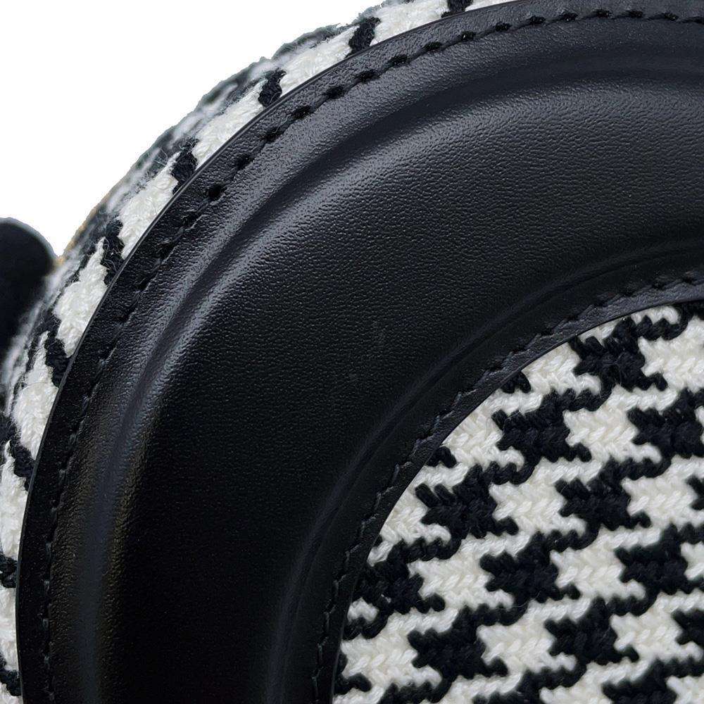 Dior Oval Camera Bag Houndstooth Black/WhiteS2201UZMF M911 Leather Cotton