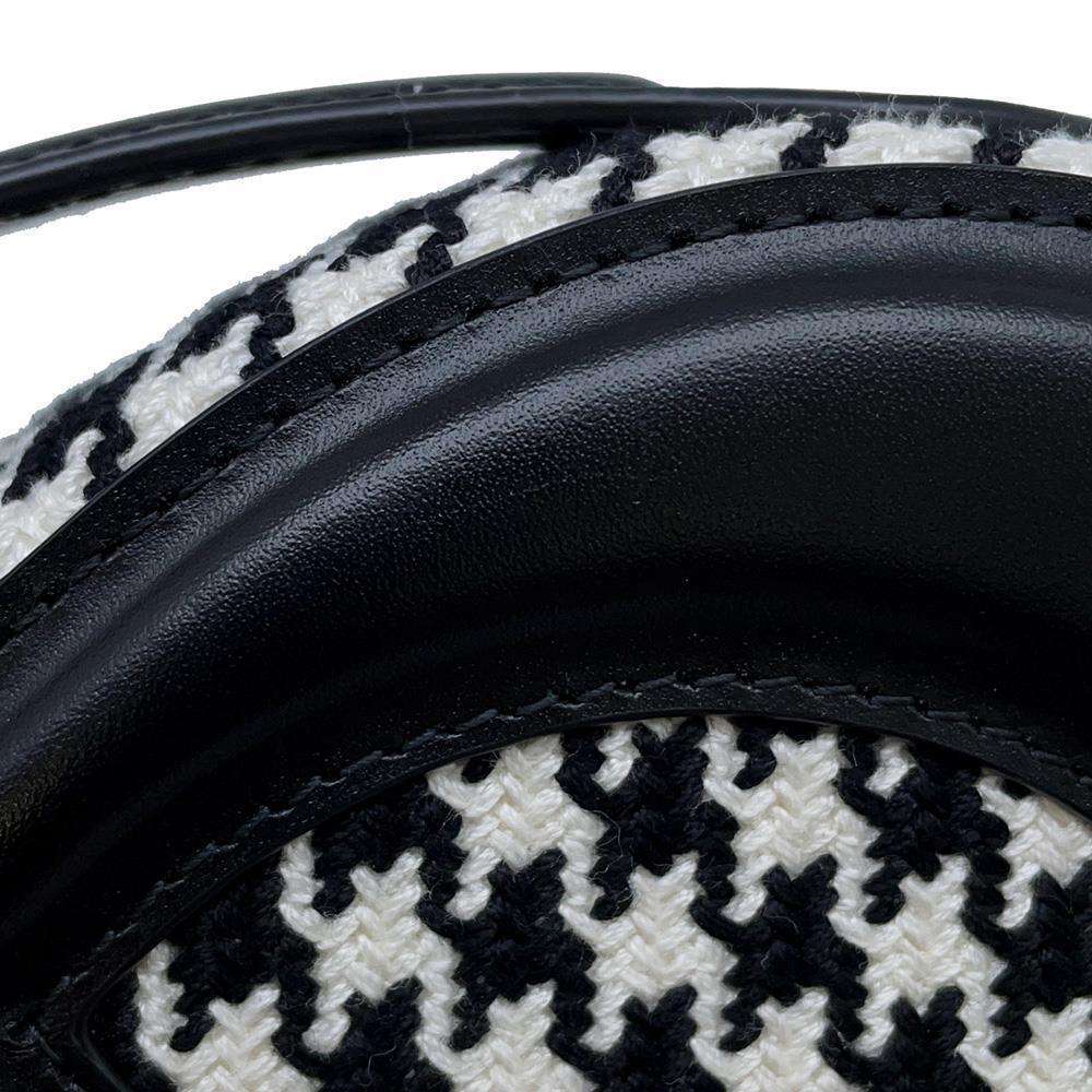 Dior Oval Camera Bag Houndstooth Black/WhiteS2201UZMF M911 Leather Cotton