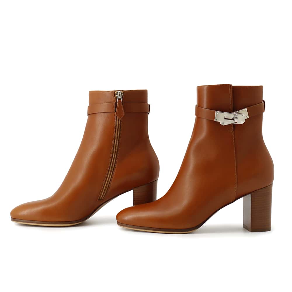 HERMES Saint Germain Boots Brown Calf Leather Size 39 1/2