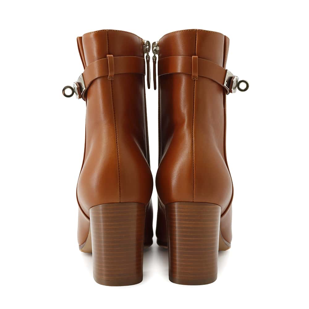 HERMES Saint Germain Boots Brown Calf Leather Size 39 1/2