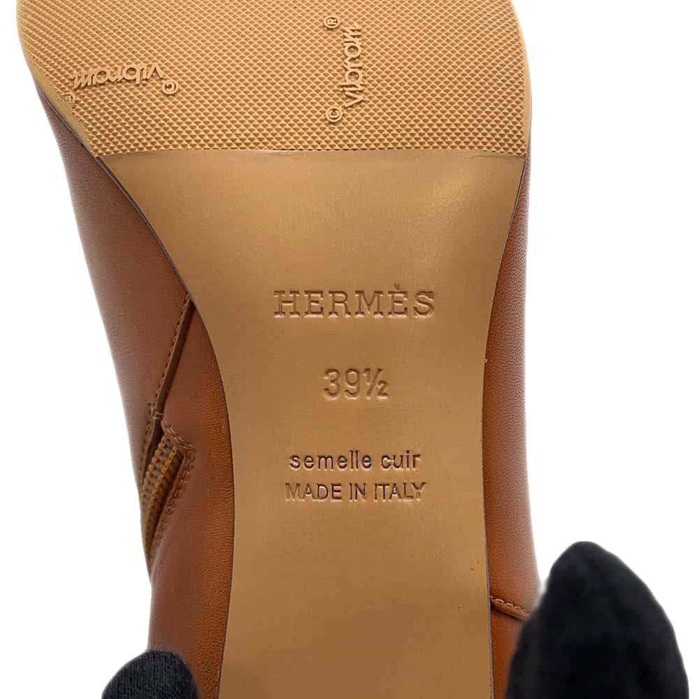 HERMES Saint Germain Boots Brown Calf Leather Size 39 1/2