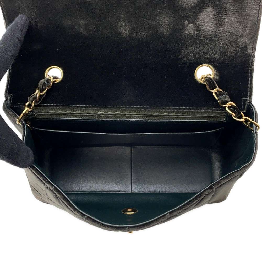 CHANEL Diana ChainShoulder Green Velour