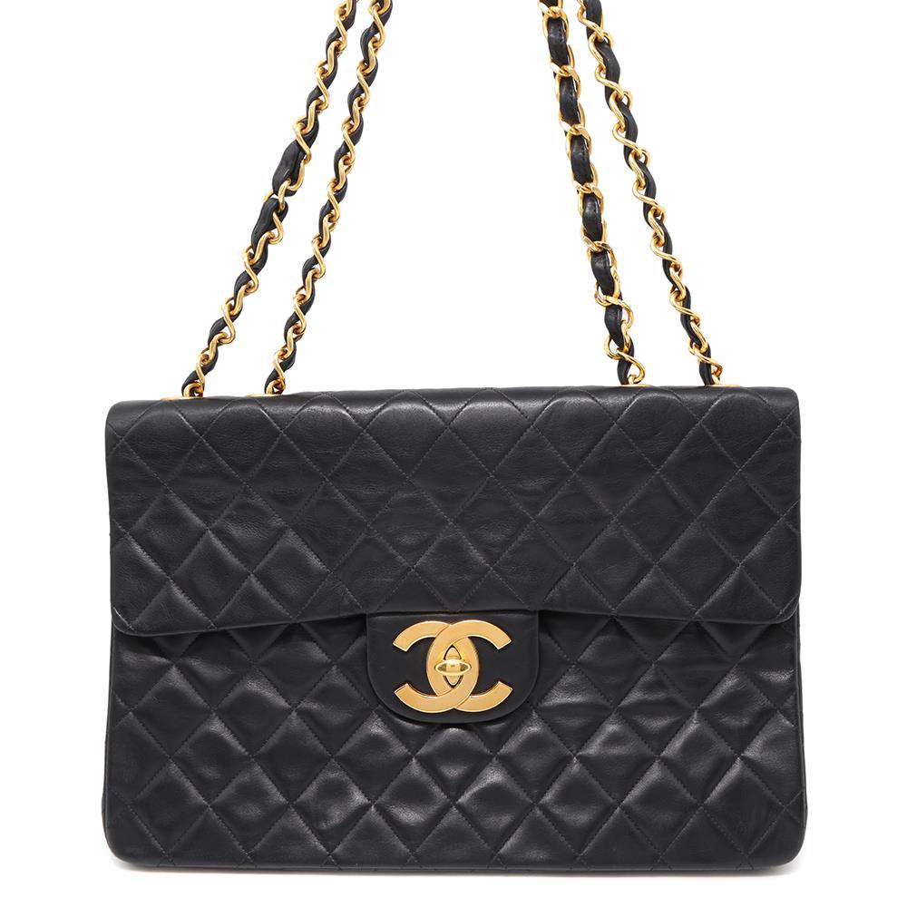 CHANEL Jumbo Matelasse ChainShoulder Bag BlackA01094 Lambskin Size 34