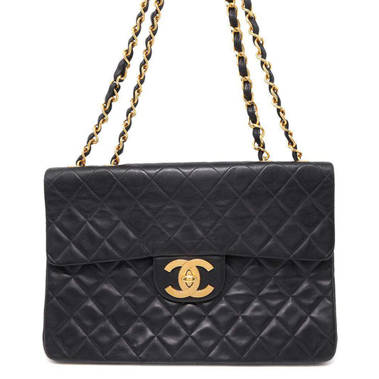 CHANEL Jumbo Matelasse ChainShoulder Bag BlackA01094 Lambskin Size 34