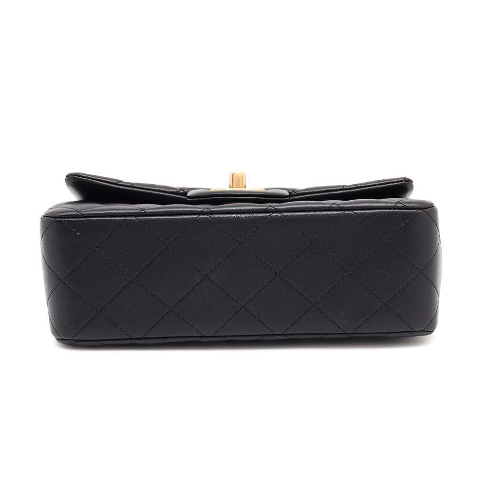 CHANEL Matelasse Top Handle Flap Bag BlackAS2431 Lambskin