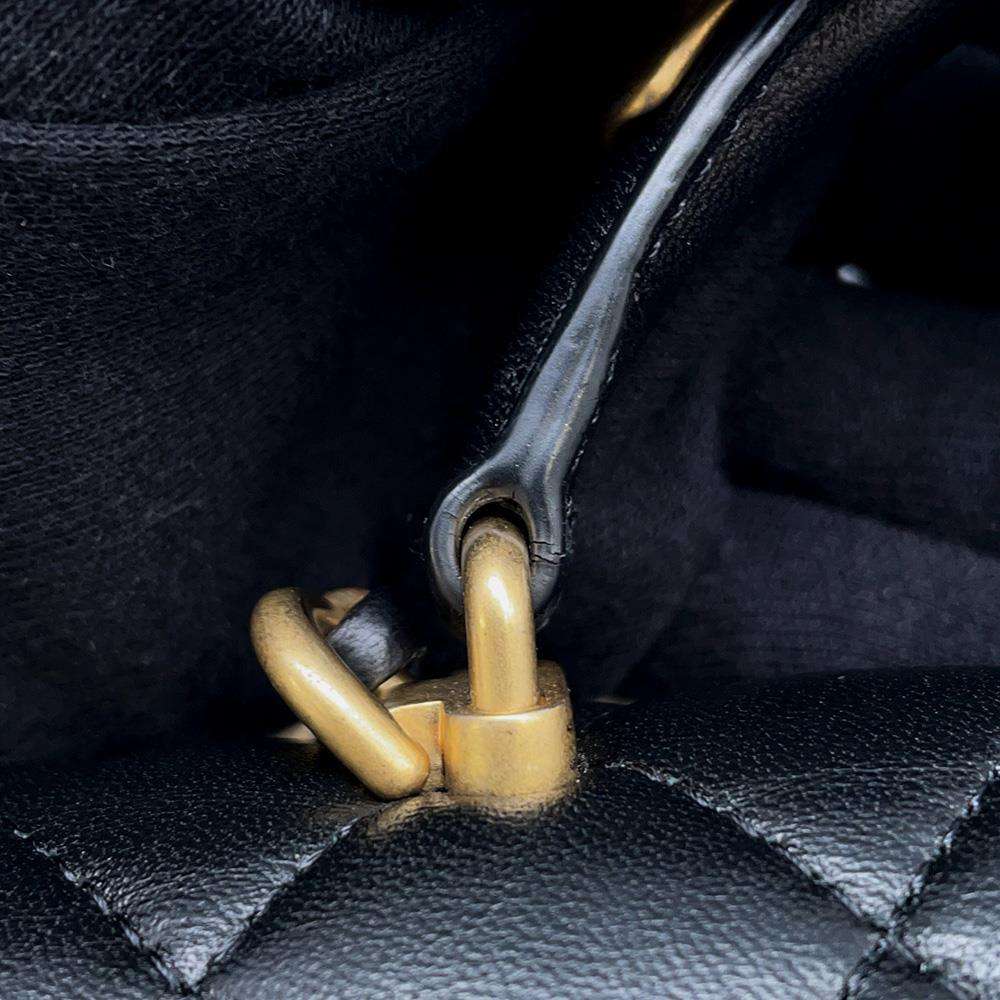 CHANEL Matelasse Top Handle Flap Bag BlackAS2431 Lambskin