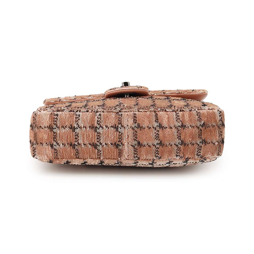 CHANEL CC Flap ChainShoulder Bag Pink Sequins Leather