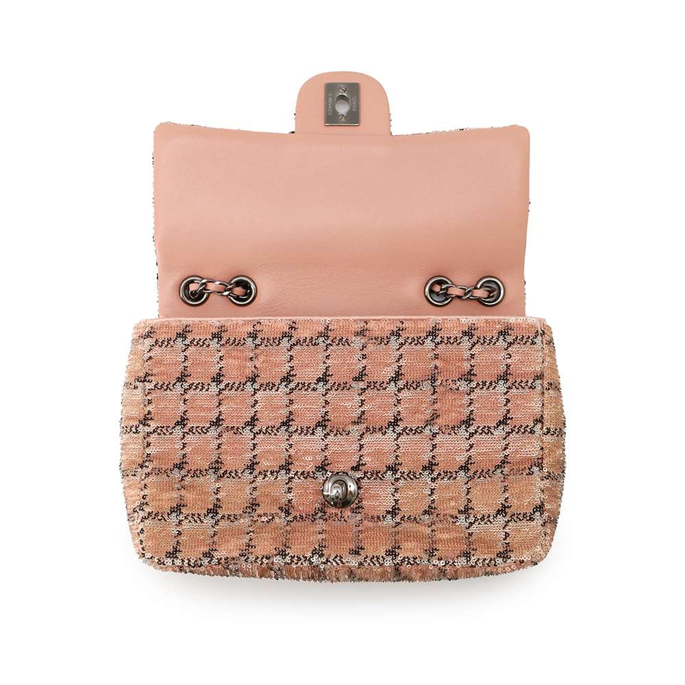 CHANEL CC Flap ChainShoulder Bag Pink Sequins Leather