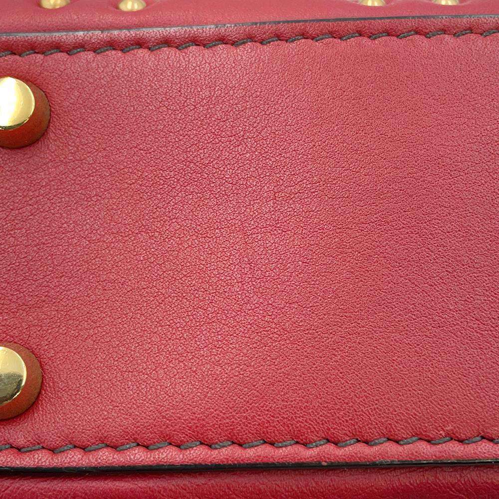 Dior Lady Dior Cannage Studded Sapple Satchel Bag 2017 Red Leather Size Mini