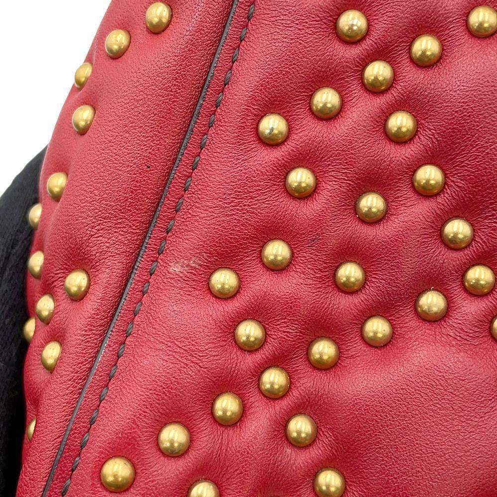 Dior Lady Dior Cannage Studded Sapple Satchel Bag 2017 Red Leather Size Mini