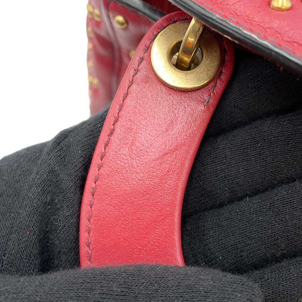 Dior Lady Dior Cannage Studded Sapple Satchel Bag 2017 Red Leather Size Mini