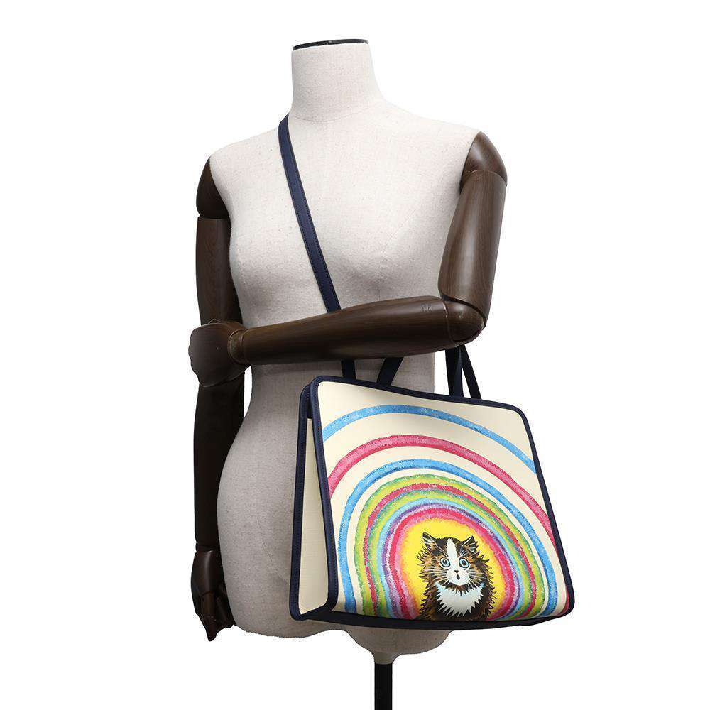 GUCCI Children's Cat 2WAY Tote Bag Ivory/Navy630542 PVC Coated Canvas Leather