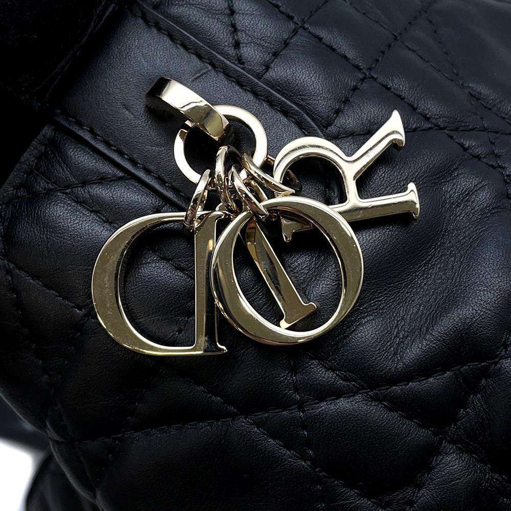 Dior TouJules Macrocannage Handbag BlackM2822OSHJ Calf Leather Size Small