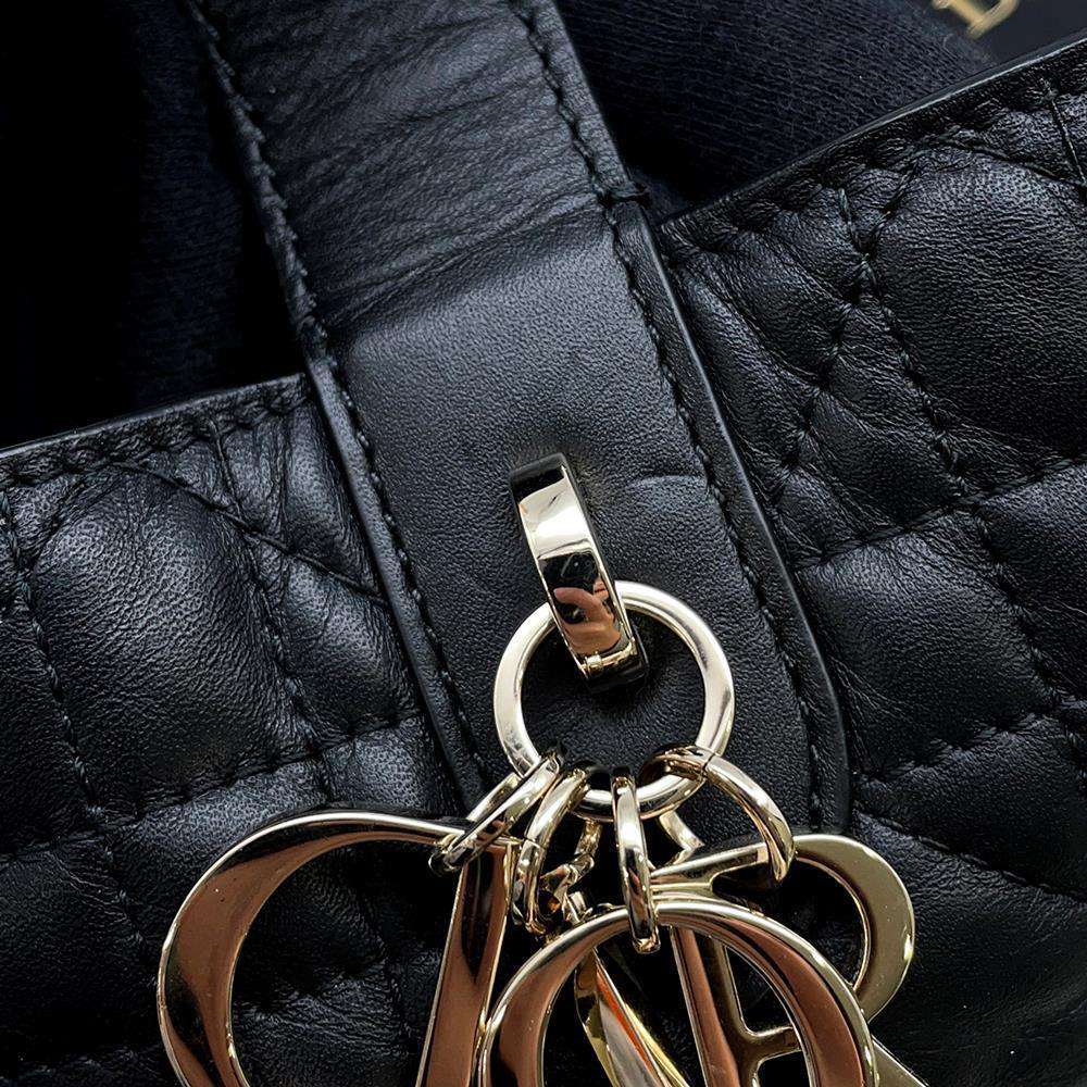 Dior TouJules Macrocannage Handbag BlackM2822OSHJ Calf Leather Size Small