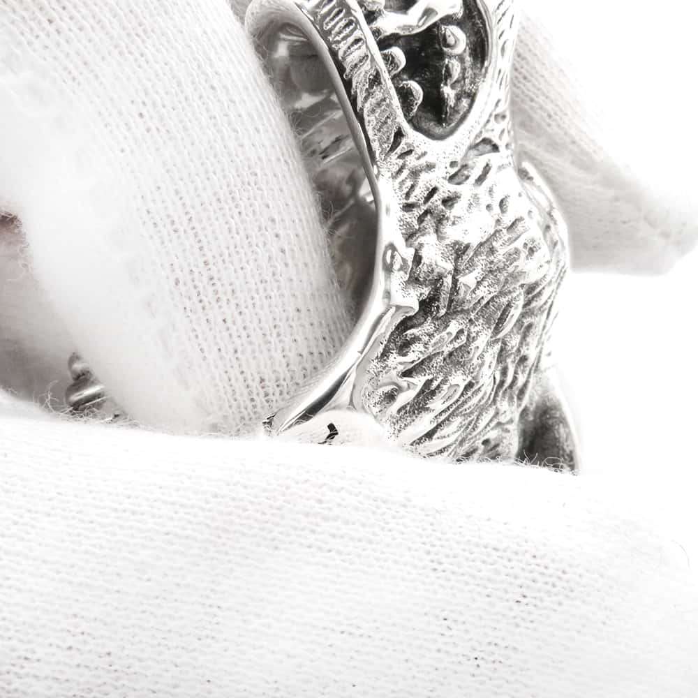 GUCCI Anger Forest Wolf Head Ring Size 19/#18476900 SV925