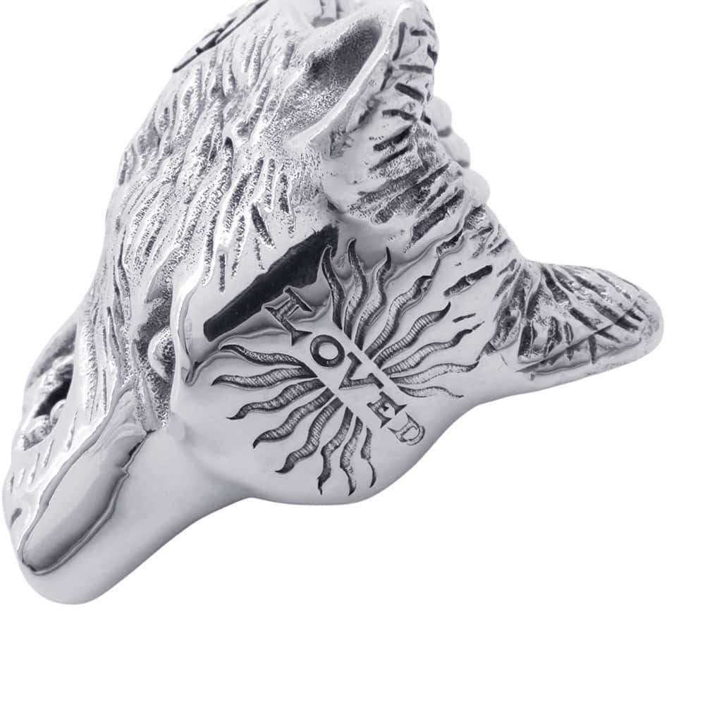 GUCCI Anger Forest Wolf Head Ring Size 19/#18476900 SV925