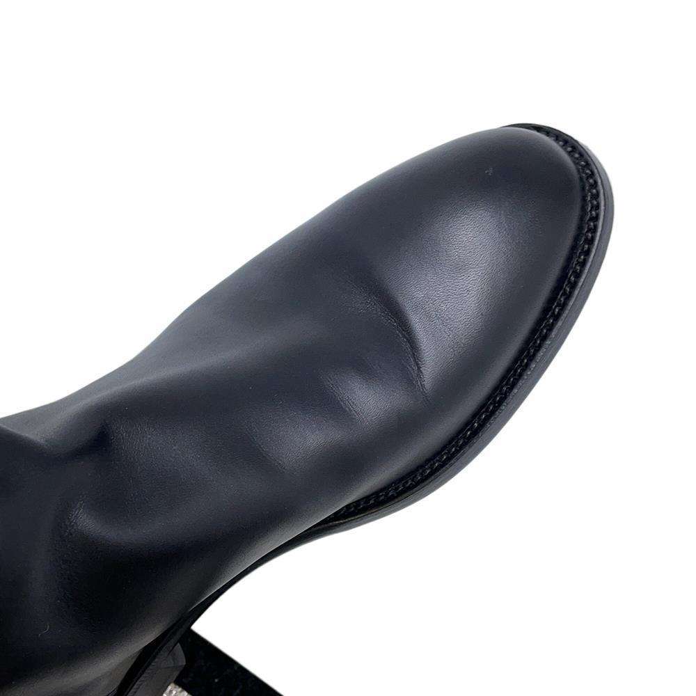HERMES JumpingBoots Black Toile H Calf Leather Size 37