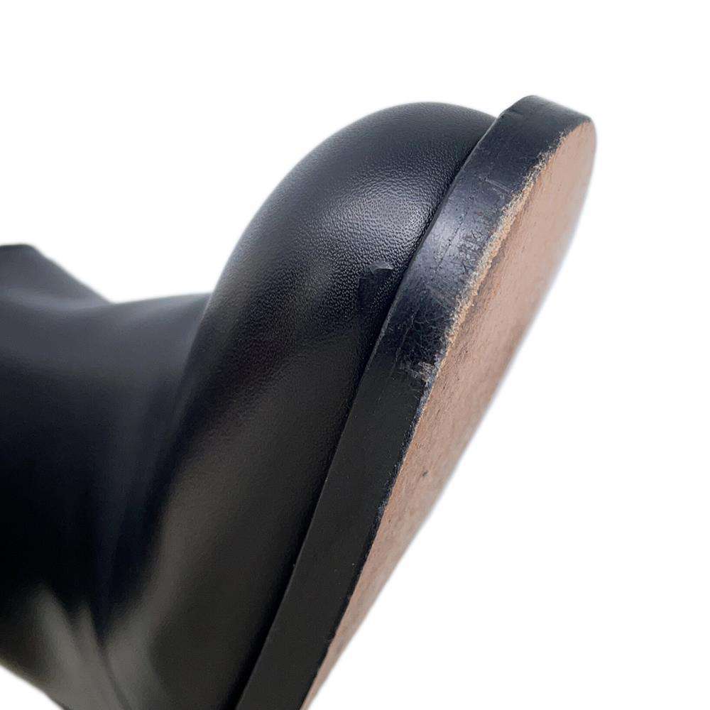 HERMES JumpingBoots Black Toile H Calf Leather Size 37