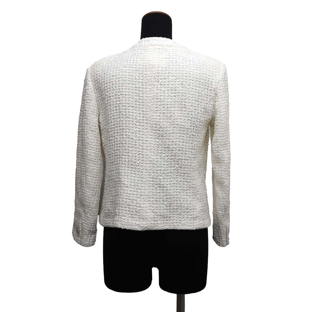 CHANEL No-collar Tweed Jacket Size 38 WhiteP74453 V66060 Cotton70% Nylon18% Rayon12%