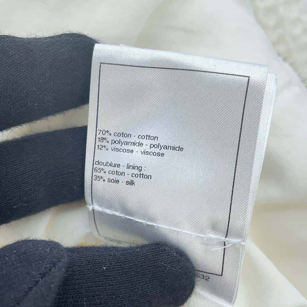 CHANEL No-collar Tweed Jacket Size 38 WhiteP74453 V66060 Cotton70% Nylon18% Rayon12%