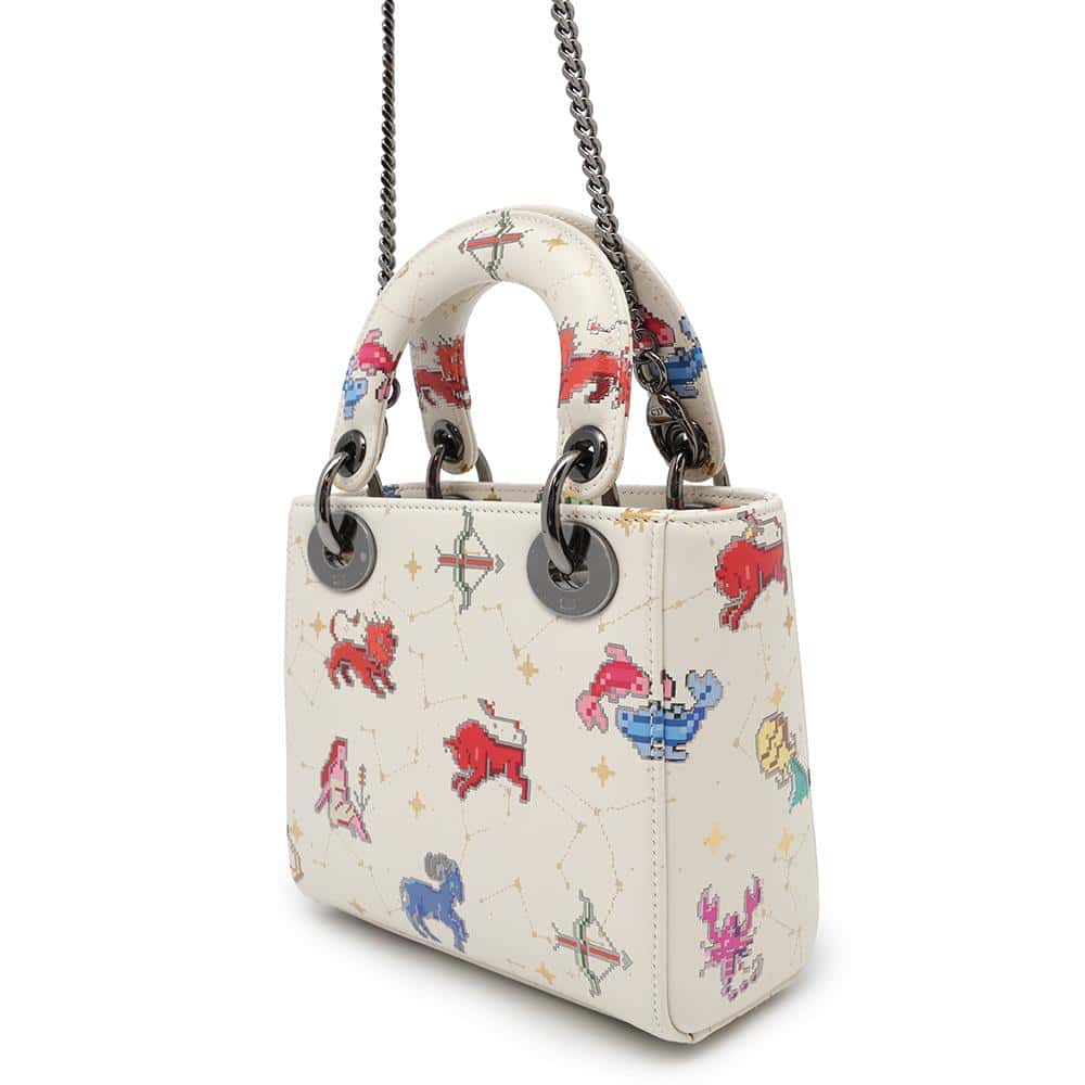 Dior Lady Dior 2WAY Handbag Constellation Ivory/MulticolorS0856BNER Leather Size Mini