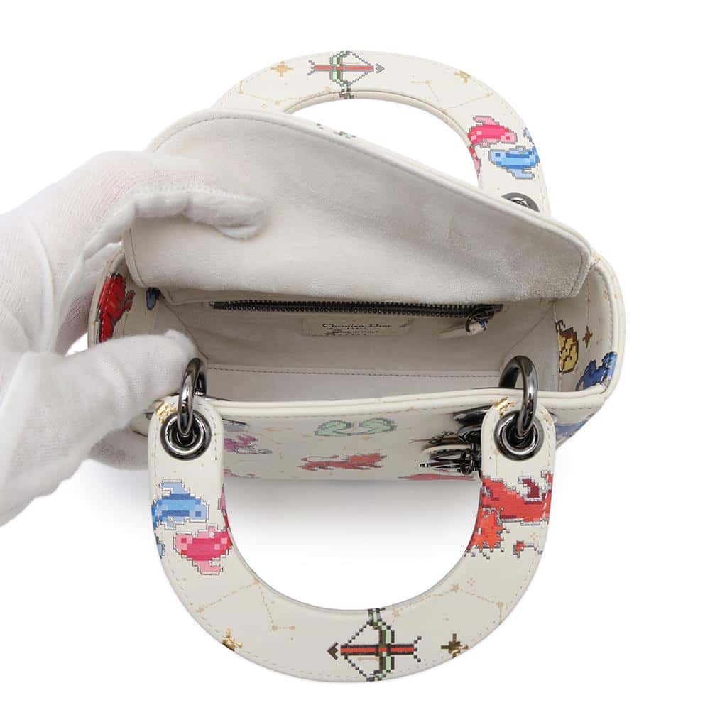 Dior Lady Dior 2WAY Handbag Constellation Ivory/MulticolorS0856BNER Leather Size Mini