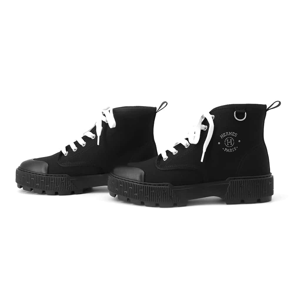 HERMES Itinerail EncreBoots Black Canvas Size 38