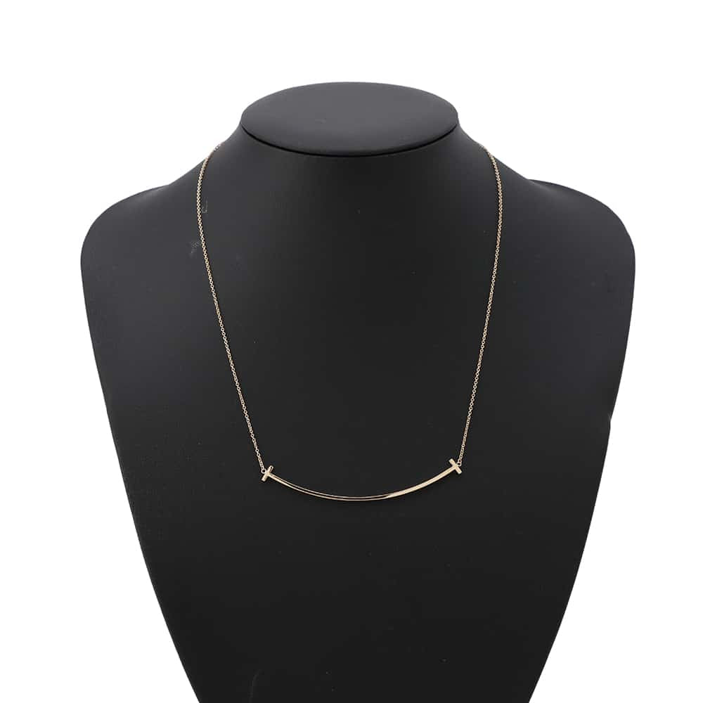 TIFFANY&Co. T Smile Necklace Size Large60011651 18K Pink Gold