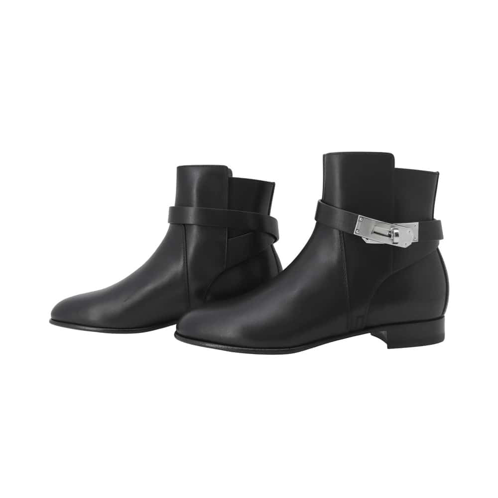 HERMES Short boots 《Neo》 BlackH162133Z Leather Size 34