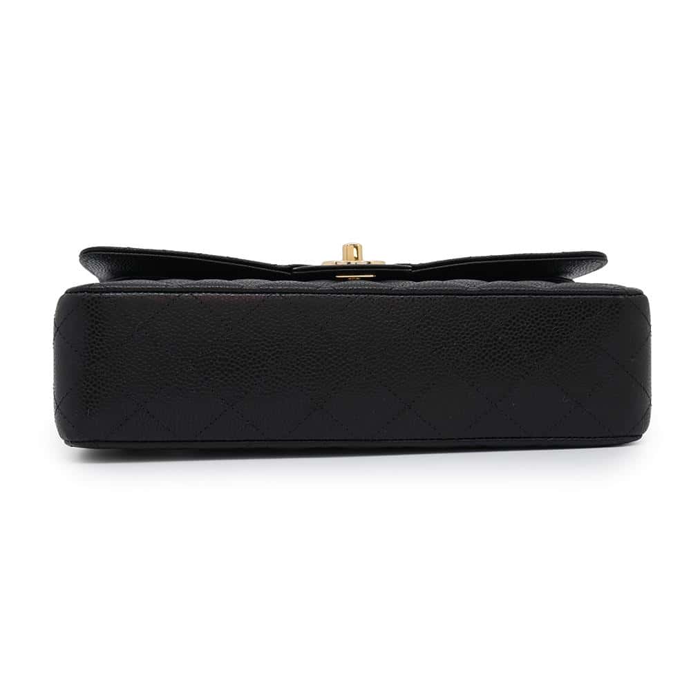 CHANEL Matelasse W flap WChainShoulder Bag BlackA01112 Caviar Leather Size 25