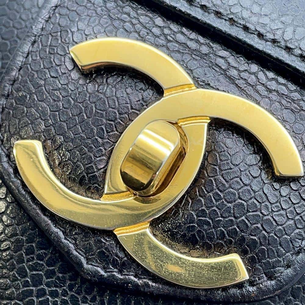 CHANEL Chevron 2way vanity Black Caviar Leather