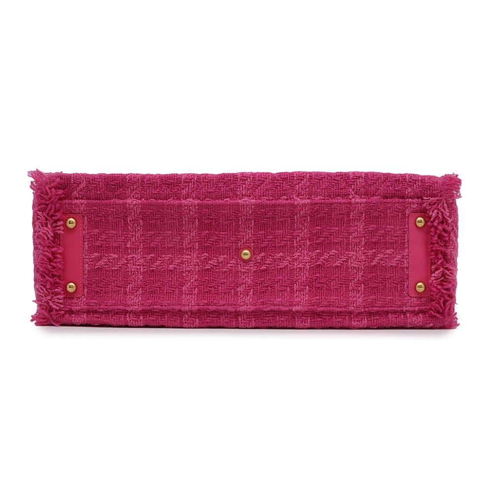 CHANEL Logo Zip Shopping Tote Bag PinkAS0977 Tweed Size Large