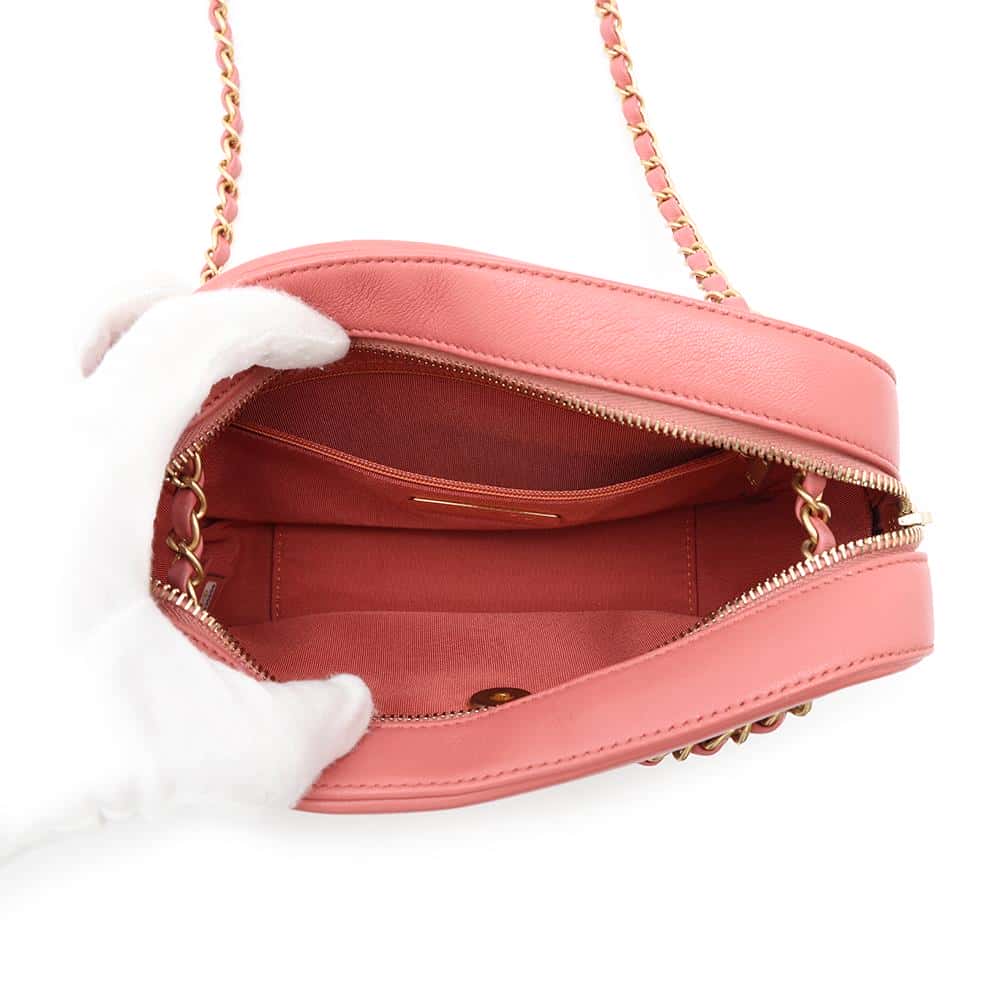 CHANEL Matelasse Camera Shoulder Bag Pink Lambskin