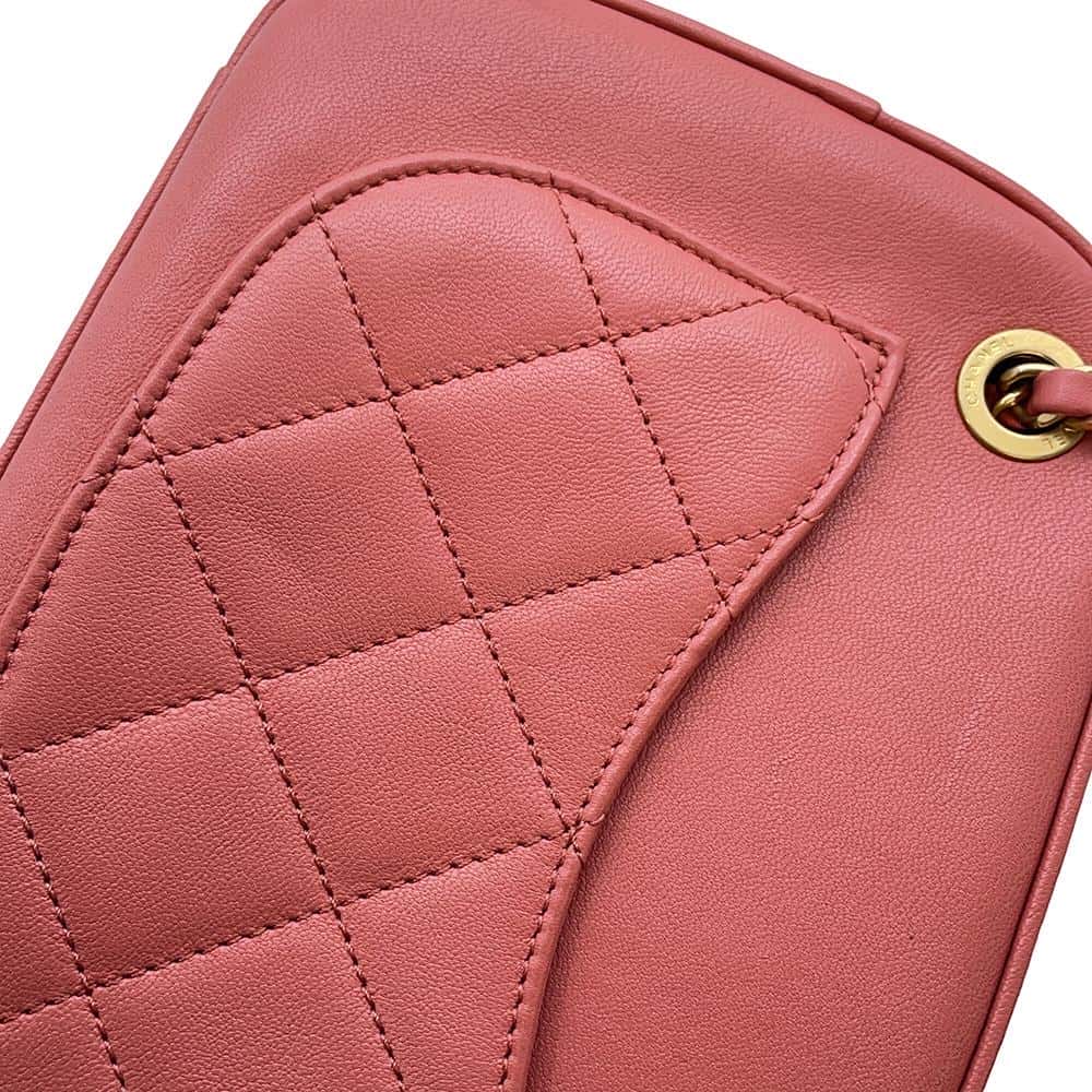CHANEL Matelasse Camera Shoulder Bag Pink Lambskin