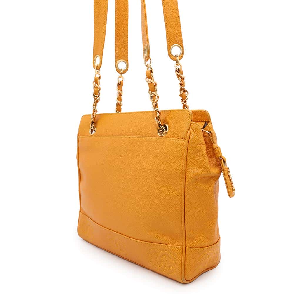 CHANEL Triple Coco ChainShoulder Yellow Caviar Leather