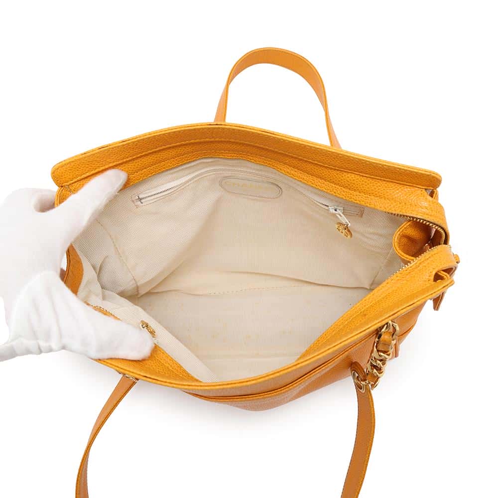 CHANEL Triple Coco ChainShoulder Yellow Caviar Leather