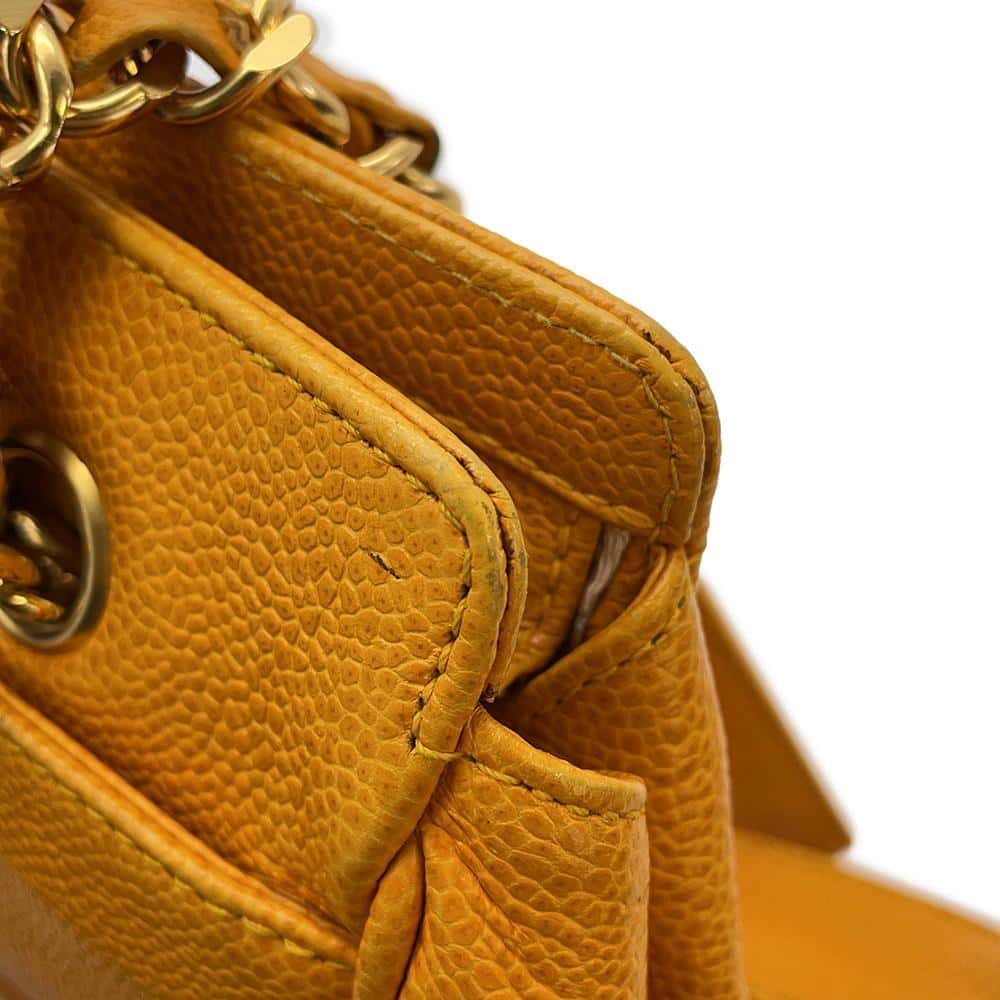 CHANEL Triple Coco ChainShoulder Yellow Caviar Leather