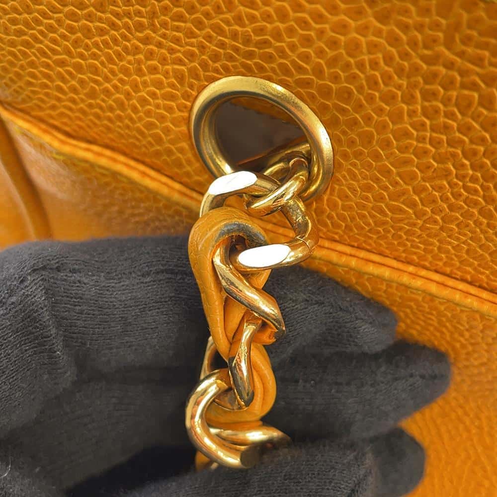 CHANEL Triple Coco ChainShoulder Yellow Caviar Leather