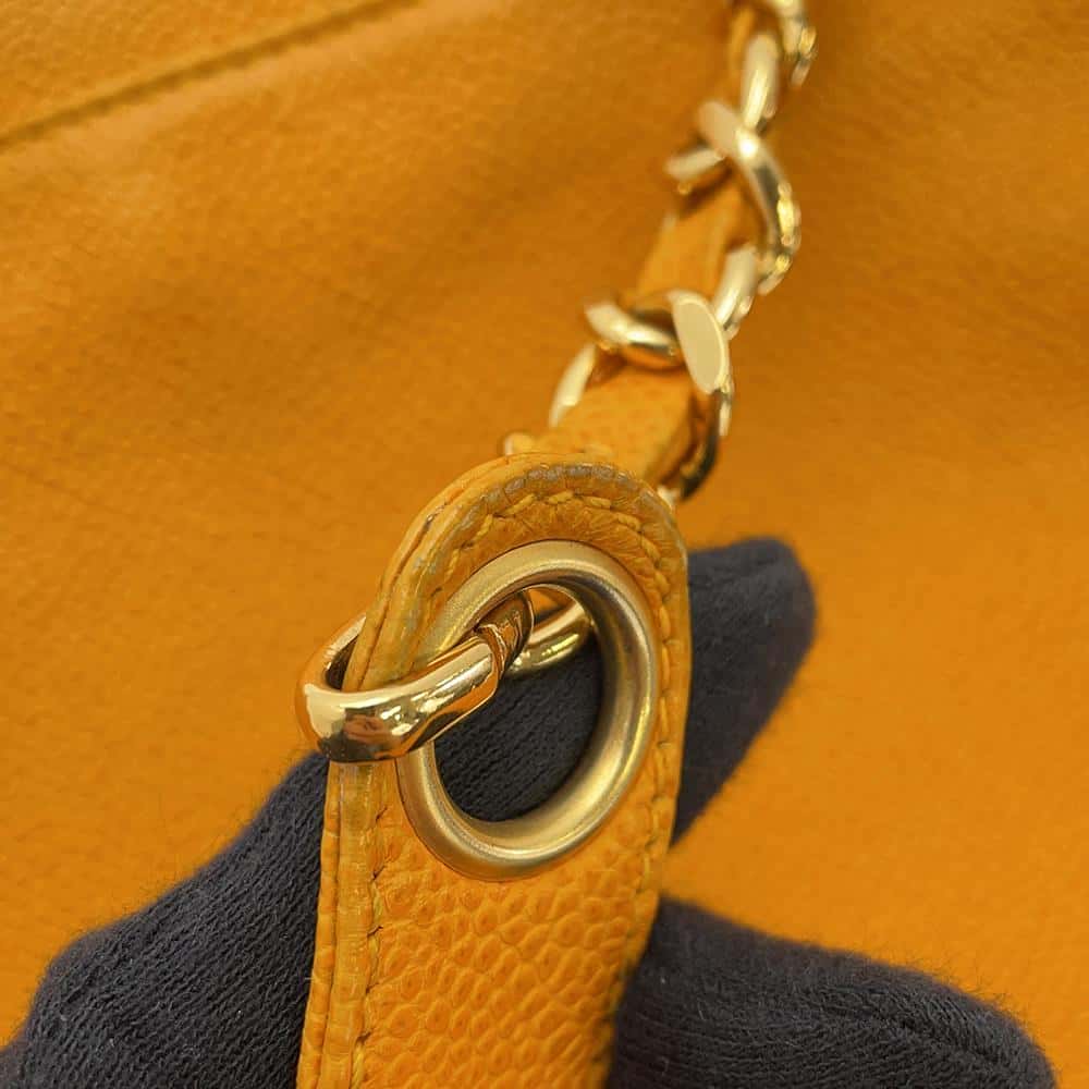 CHANEL Triple Coco ChainShoulder Yellow Caviar Leather