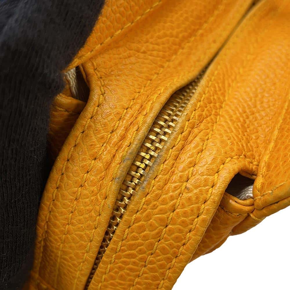 CHANEL Triple Coco ChainShoulder Yellow Caviar Leather