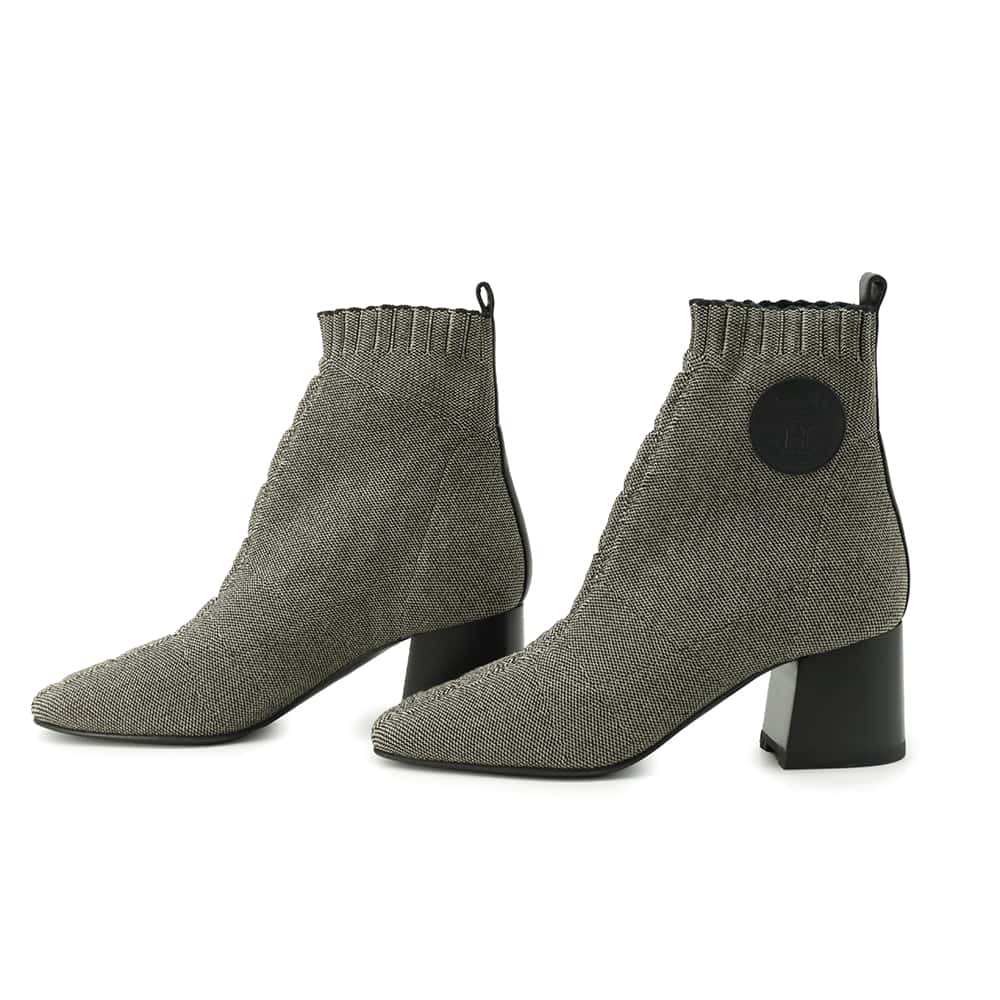 HERMES Vol Vert short boots Gray/Black Technical Fabric Leather Size 35.5