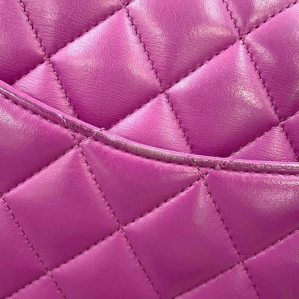CHANEL Matelasse W Flap ChainShoulder Bag PurpleA01113 Lambskin Size 23