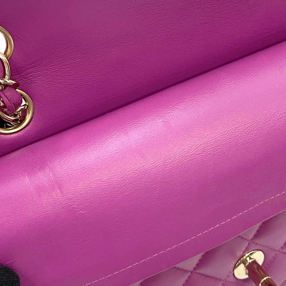 CHANEL Matelasse W Flap ChainShoulder Bag PurpleA01113 Lambskin Size 23